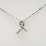 Ribbon Pendant with Natural Diamonds: Solid 14K White Gold  - Elegant Fine Jewelry Necklace