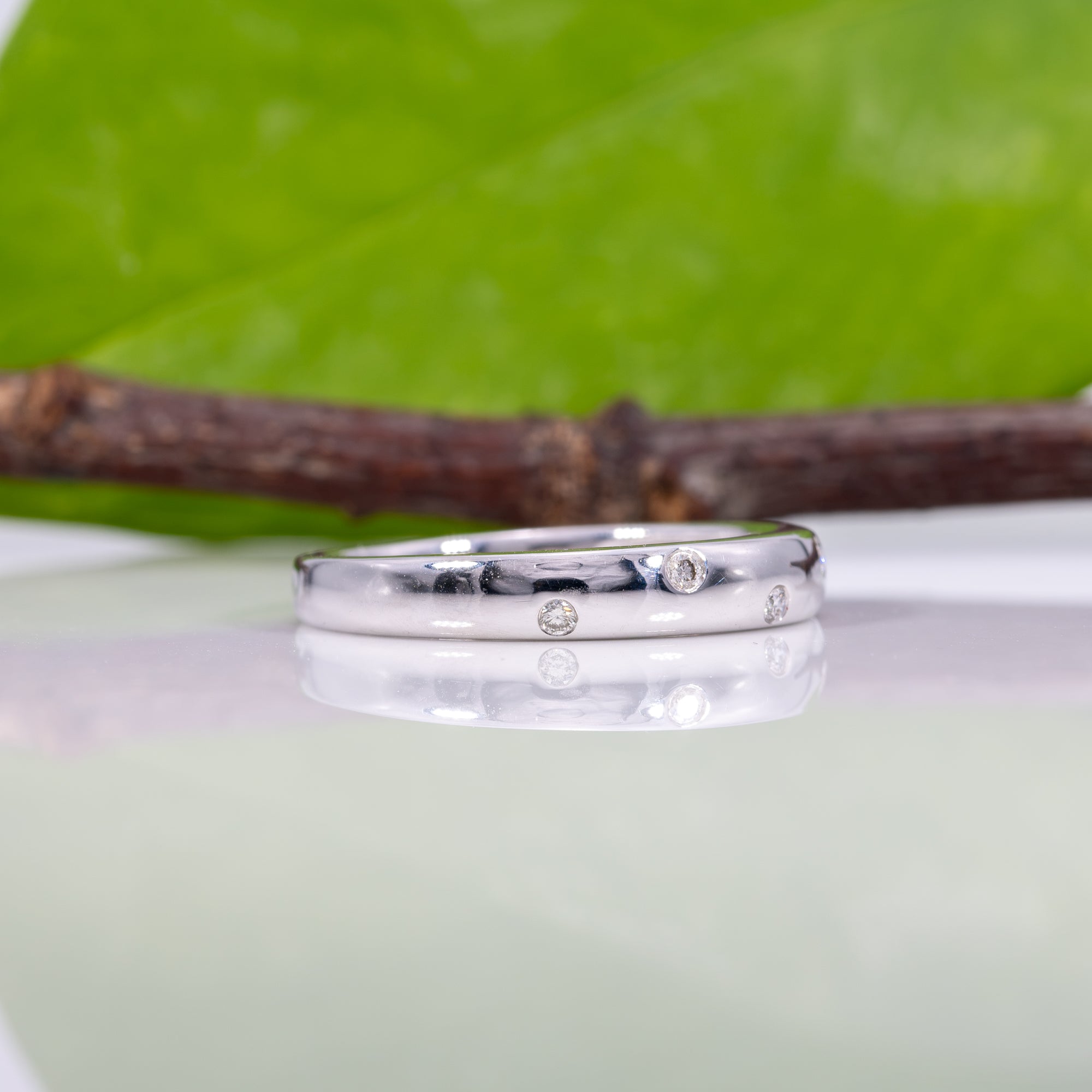 14K white gold diamond band
