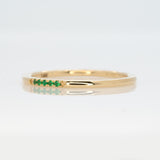 Elegant Tsavorite Gemstone Band Ring in Solid 14K Yellow Gold | Delicate Minimalist Wedding & Promise Ring