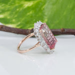 14K white & rose gold bi-color tourmaline ring with diamond accents