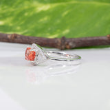 14K white gold padparadscha sapphire ring with diamond accents