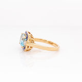 Arabella Sky Topaz Ring with Natural Diamonds Accents: 14k Solid Gold, Emerald cut 8x6mm