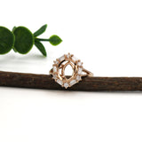 14K Gold Diamond Halo Vintage Semi Mount Ring