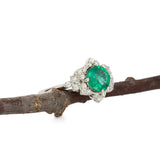 Ariax Solid 14k Gold Colombian Emerald Ring with Natural Diamonds Accents, 7mm