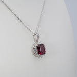 14K white gold rhodolite garnet pendant