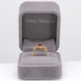 14K yellow gold padparadscha sapphire ring with diamond accents