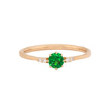 Eira 14K Yellow Gold Tsavorite Garnet and Diamond Ring | RD 4mm