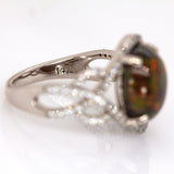 Naomi 14K White Gold Black Opal and Diamond Ring | Oval 12x10mm