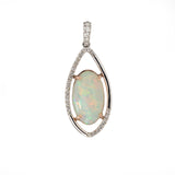 Ivanka Solid 14K Gold Ethiopian Opal & Natural Diamond Accent Pendant, 16x9.5mm