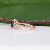 14K rose gold London blue topaz ring with diamond accents