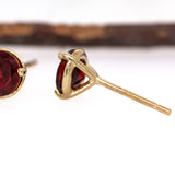 14K Gold Madagascar Red Garnet Martini Studs | Round 6mm