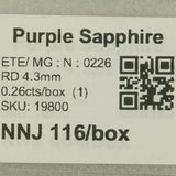 0.33 carat natural purple sapphire round 4.3mm loose gemstone – view 3