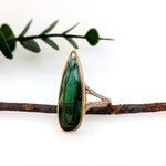 Meri 14K Yellow Gold 17.65cts Chrome Tourmaline Diamond Ring | Pear Shape 34x12mm