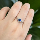 Stacy 14K White Gold AAA Ceylon Sapphire Diamonds Ring | Round 4.6mm