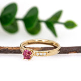 Akshita 14K Yellow Gold Madagascar Pink Spinel Diamond Ring | Round 4mm