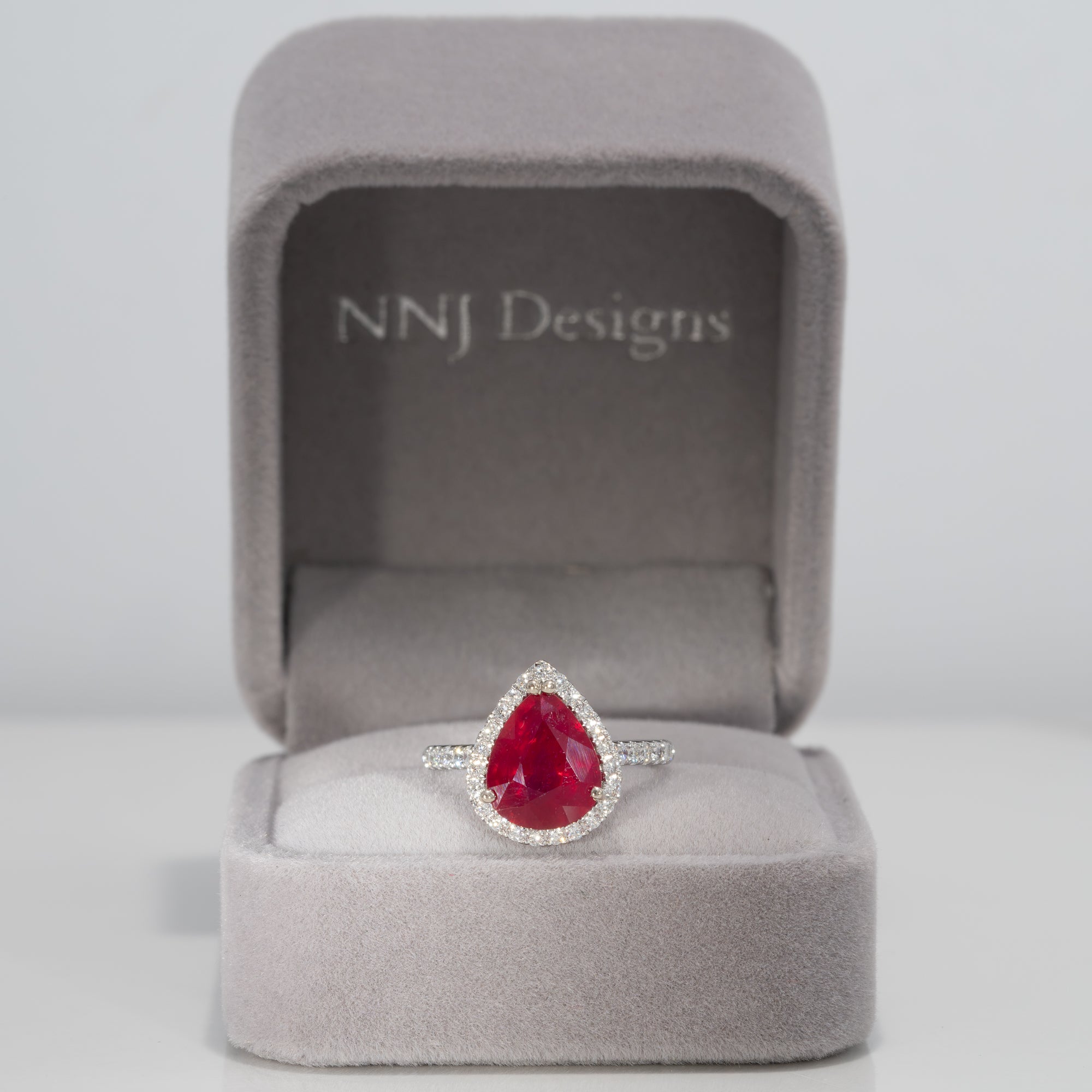 14K white gold madagascar ruby ring