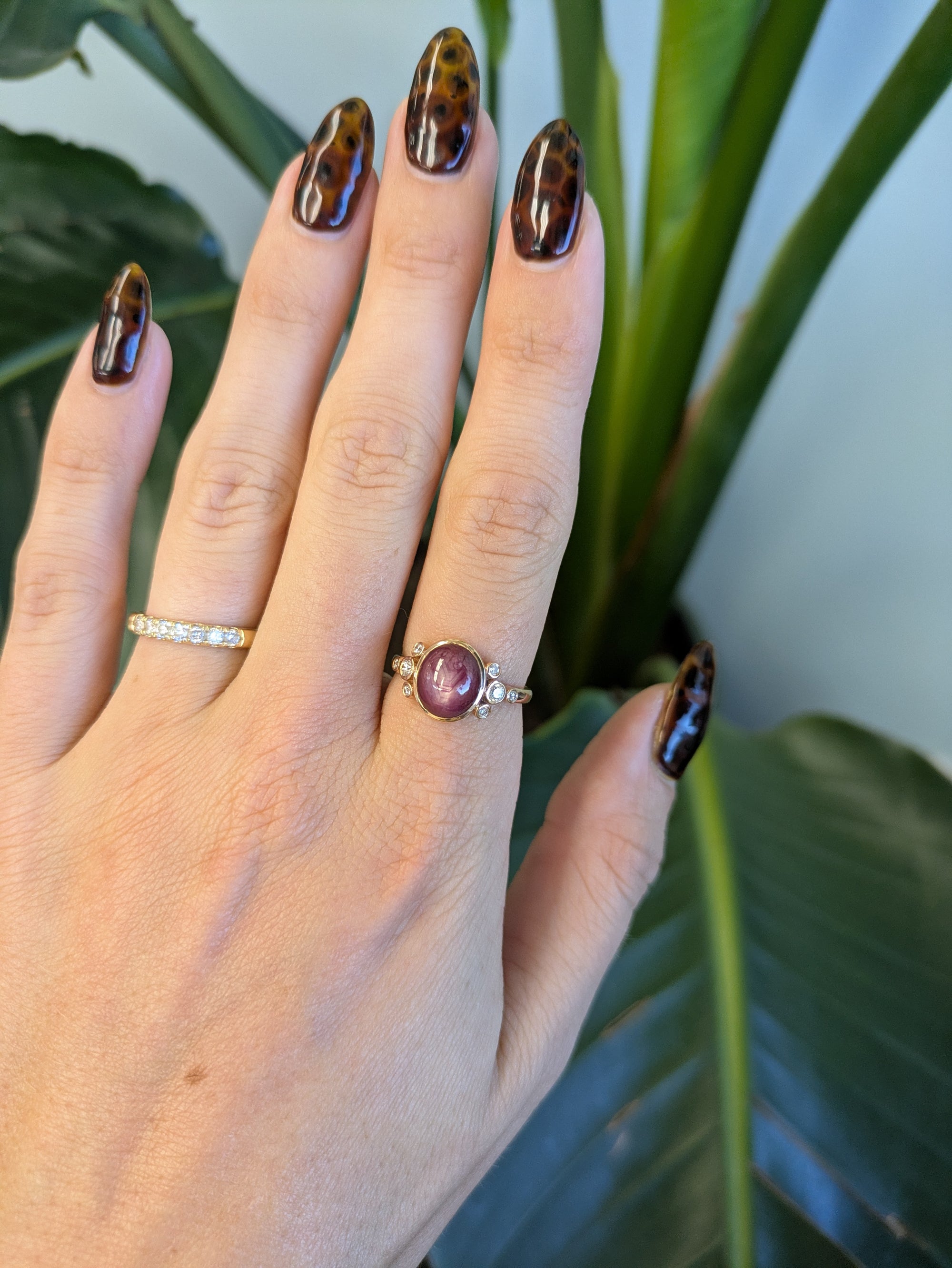 14K rose gold star ruby ring