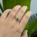 Ishani 14K Yellow Gold Blue Diamond and White Diamond Ring | Round 4.6mm