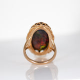 Jane 14K Rose Gold Black Opal Ring Diamonds Ring | Cabochon Gemstone 23.2x13.4mm