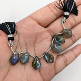 Labradorite Drilled Strand | 7 Gemstones | Side Drilled Faceted Gems 15x10x5.5mm | Labradorite Jewelry | Beautiful Gemstone