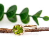 Priyal 14K Yellow Gold Peridot and Diamond Ring | OV 10x8mm