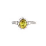Alyssa 14K White Gold Sphene and Diamond Ring | Pear 7x6mm