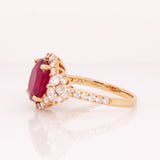 Brie 4.3cts Madagascar Ruby Ring with Natural Diamond Accents: 14k Solid Gold, 10x8mm