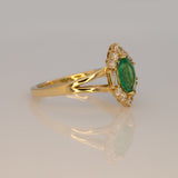 Colombian Emerald Ring with Earth Mined Diamond Accents in Solid 14K Gold – Marquise 7.5x8mm Green Emerald Fine Jewelry Ring