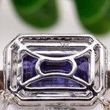 Dhyani Solid 14k White Gold Tanzanite Pendant with Natural Diamonds Accents, Emerald cut 13x9mm