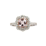 Sitara 14K White and Rose Gold Cor de Rosa Morganite Diamond Ring | Cushion Shape 6mm
