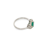 Ariax Solid 14k Gold Colombian Emerald Ring with Natural Diamonds Accents, 7mm