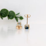 London Topaz Emerald Cut Solitaire Stud Earrings