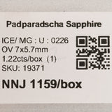 1.22 carat natural padparadscha sapphire oval 7x5.7mm loose gemstone – view 2
