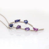 14K White Gold Ombre Purple Sapphire Diamond Pendant | Oval and Pear Shape 7x5mm
