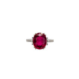 Renu 14K White Gold 5.8cts Madagascar Ruby Diamond Ring | Oval 10.3x7mm