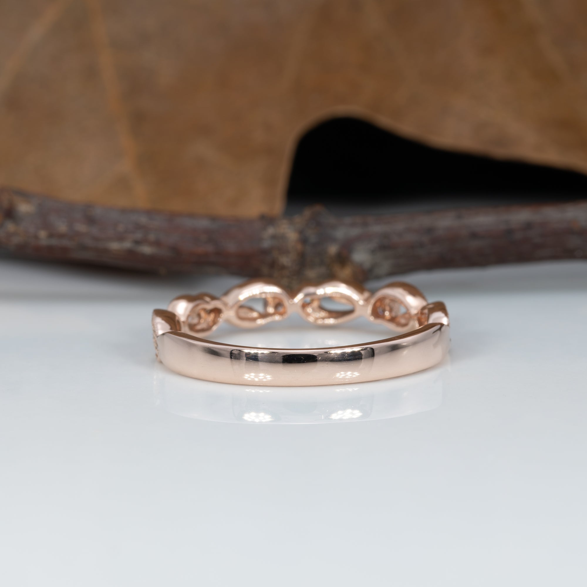 14K rose gold diamond band