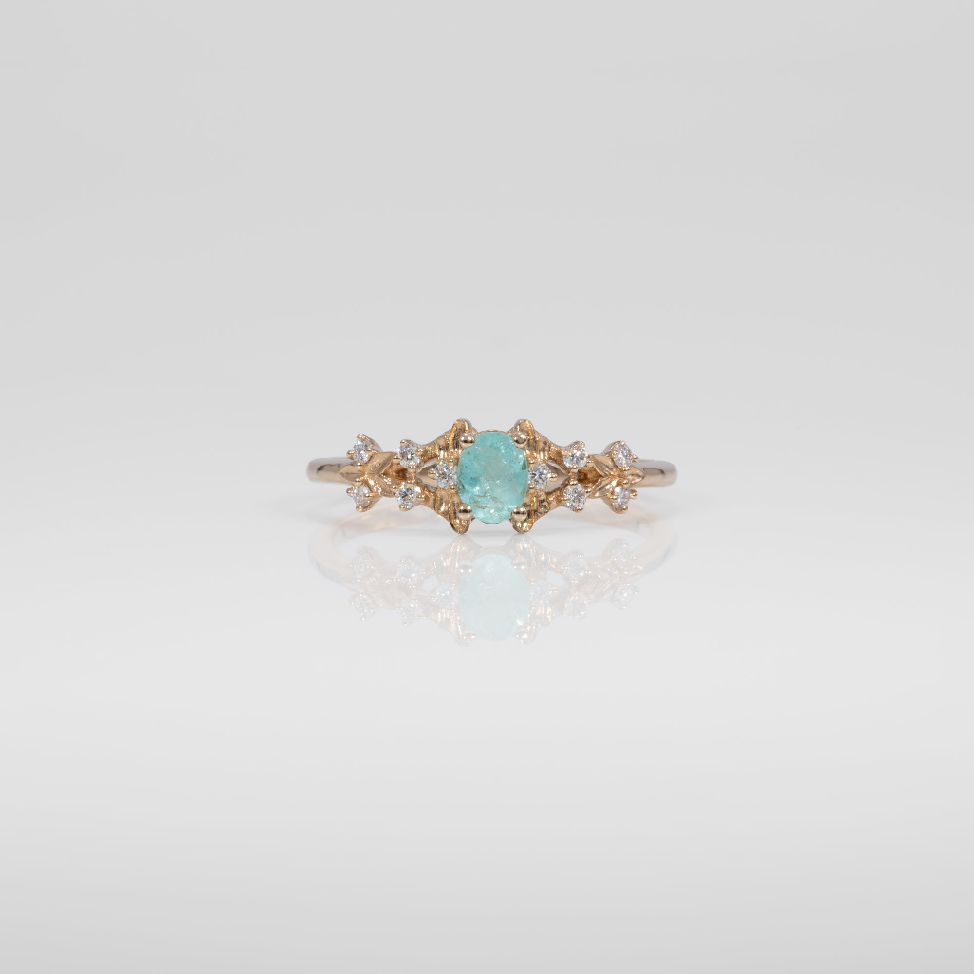 14K yellow gold paraiba tourmaline ring