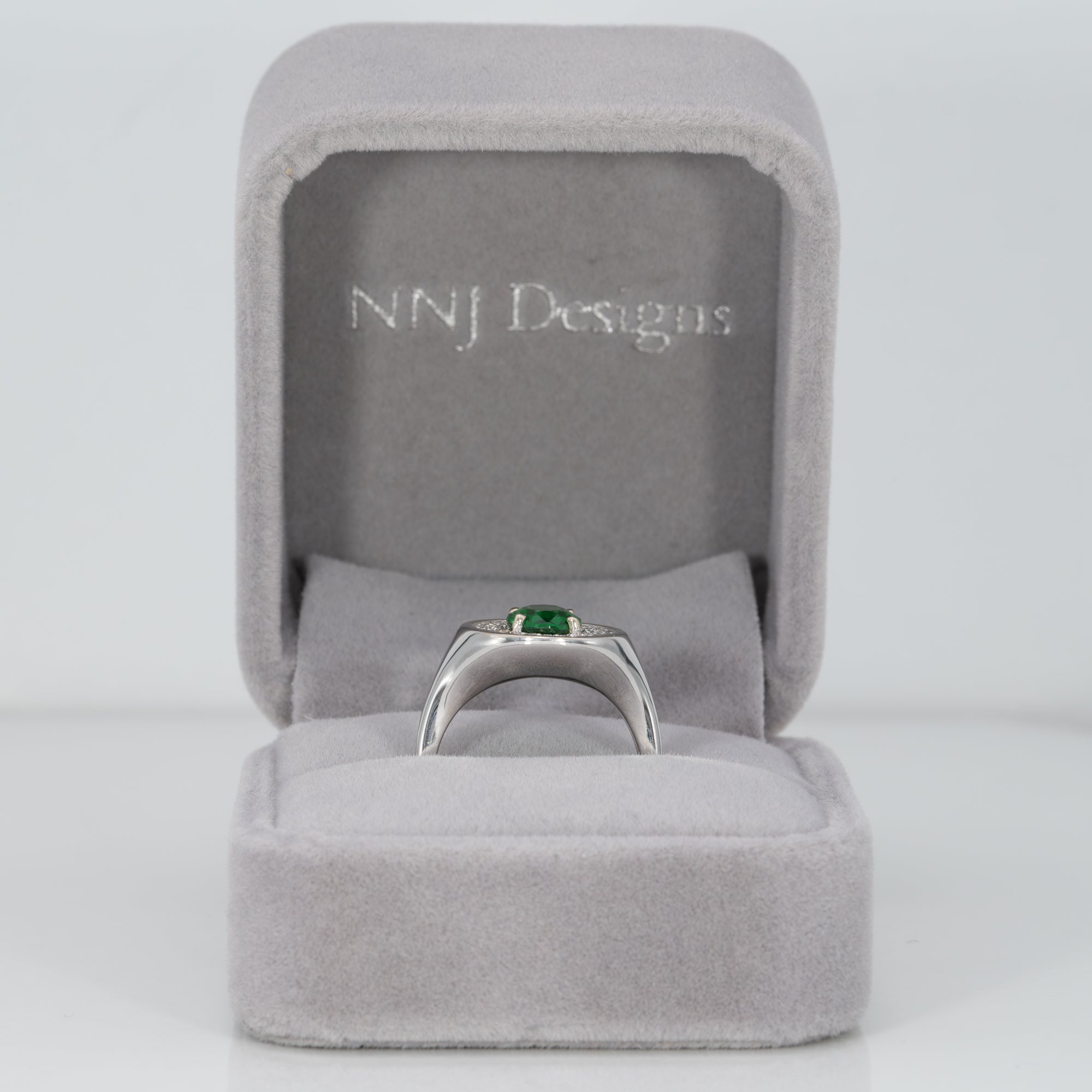 14K white gold tsavorite garnet ring