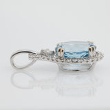 Zanai 3.5Ct Aquamarine Pendant with Earth Mined Diamond: Solid 14K Gold, Oval 11x9mm
