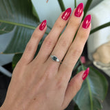 14K white gold blue spinel ring with diamond accents