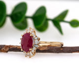 Alina 14K Yellow Gold Burma Ruby and Diamonds Ring | Oval 10x8mm