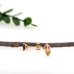 4mm Martini Round Rhodolite Garnet Solitaire Stud Earrings in 14K Yellow Gold