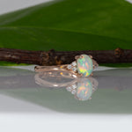 14K rose gold Ethiopian opal cabochon ring with diamond accents