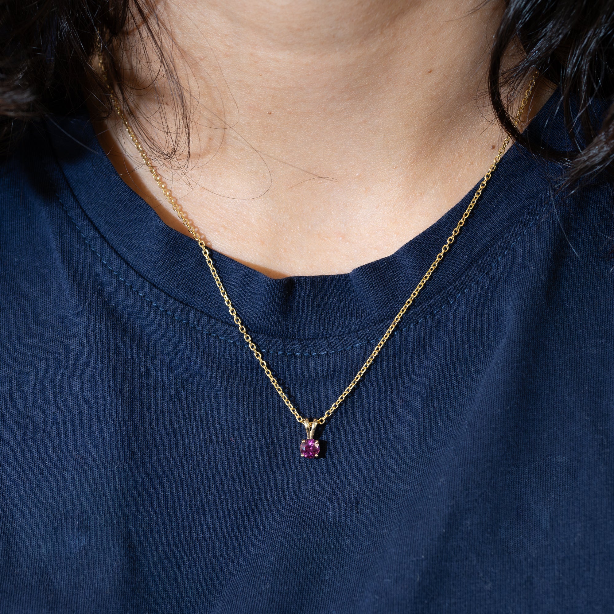 14K yellow gold rhodolite garnet pendant