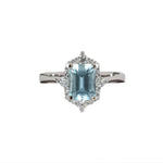 Rashmita 14K White Gold 1.5cts Aquamarine Diamond Ring | Emerald Cut 8x6mm