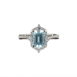 Rashmita 14K White Gold 1.5cts Aquamarine Diamond Ring | Emerald Cut 8x6mm