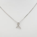 Ribbon Pendant with Natural Diamonds: Solid 14K White Gold  - Elegant Fine Jewelry Necklace