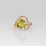 14K yellow gold sphene ring with diamond halo