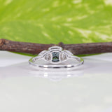 14K white gold blue spinel ring with diamond accents