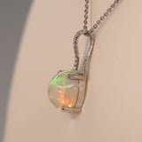 Natural 2.3ct Ethiopian Pendant Necklace with Earth Mined Diamond Accents in Solid 14K Gold – 10x8mm Gemstone Jewelry